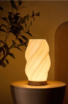 LED настільна лампа з декоративним хвилястим абажуром - білий