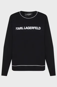 Женский черный свитшот LOGO PIPING Черный XL Karl Lagerfeld A2W20066