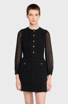 Женское черное твидовое платье Черный 36 Sandro SFPRO04595_Black
