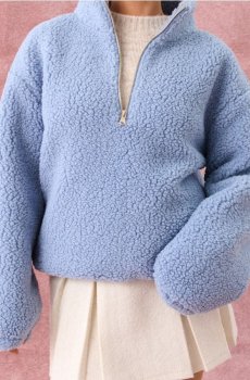 Толстовка sherpa з коміром та блискавкою - light blue