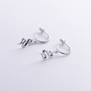 Серебряные серьги - пусеты "Змеи" 123008 Серебряные серьги - пусеты "Змеи" 123008