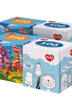 Детские косметические салфетки RUTA Kids 2-слойные, 4*100 шт