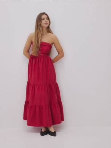 Reserved - Сукня максі з оборками - червоний - 649EH-33X Reserved - Сукня максі з оборками - червоний - 649EH-33X