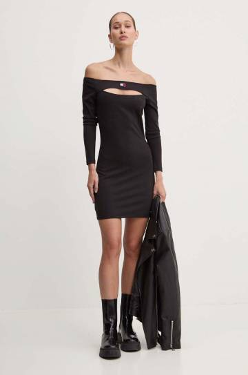 Платье Tommy Jeans цвет чёрный mini облегающее DW0DW18461 Платье Tommy Jeans цвет чёрный mini облегающее DW0DW18461
