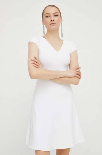 Платье Armani Exchange цвет бежевый mini расклешённая