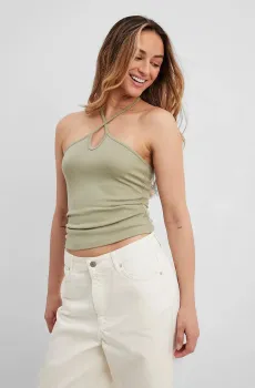 Женский оливковый топ Оливковый S NA-KD 1018-010547