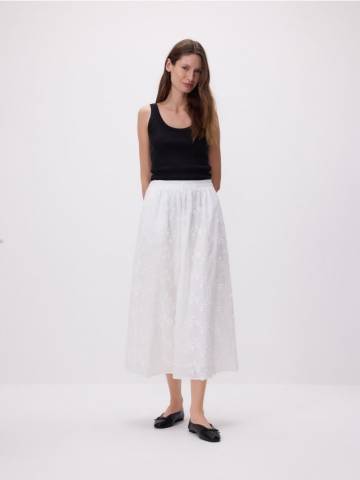 Reserved - Мідіспідниця з вишивкою - білий - YN710-00X Reserved - Мідіспідниця з вишивкою - білий - YN710-00X