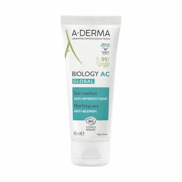 Крем A-Derma Biology AC Global Mattifying Care Anti-Blemish для проблемной кожи лица, 40 мл Крем A-Derma Biology AC Global Mattifying Care Anti-Blemish для проблемной кожи лица, 40 мл