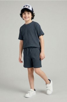 Комплект із вафельної трикотажної тканини - темно-синій