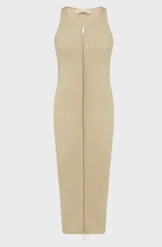 Женское бежевое платье ECO METLIC ZIP TANK Бежевый M Michael Kors MR4826IAFB