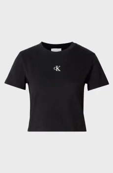 Женская черная футболка LOGO CROPPED Черный XS Calvin Klein Jeans LV047AB213