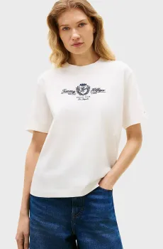 Женская белая футболка VARSITY Белый L Tommy Hilfiger WW0WW48713