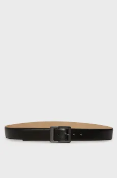 Мужской черный кожаный ремень CLASSIC BUCKLE 38MM Черный 90 Calvin Klein LV04D7012G