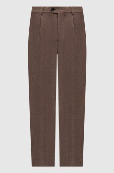 Коричневые брюки из льна и шерсти