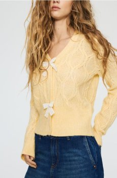 Reserved - Кардиган з бантиком - жовтий - 001JI-11X