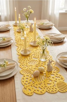 Великодня доріжка на стіл з мотивом яєць - жовтий