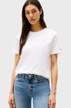 Женская белая футболка REG CONTRAST FLAG Белый XS Tommy Hilfiger WW0WW45522