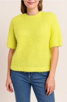 М’яка блузка з короткими рукавами та круглим вирізом - жовтий