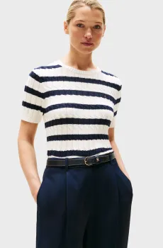 Женский джемпер в полоску CO CABLE MID Разноцветный XS Tommy Hilfiger WW0WW45656