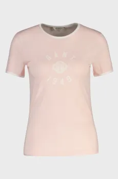 Женская пудровая футболка SLIM SS RINGER Розовый S Gant 4201424