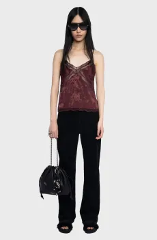 Женский бордовый шелковый топ Cishi Бордовый S ZADIG&VOLTAIRE WWCR01298_BURGUNDY