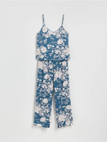 Reserved - Двокомпонентна піжама на бретелях - темно-бірюзовий - 940EX-69X