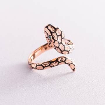 Золотое кольцо "Змея" (эмаль, фианиты) к06951 Золотое кольцо "Змея" (эмаль, фианиты) к06951