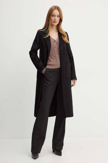 Шерстяное пальто Marciano Guess CLARA цвет чёрный переходной без замка 4YGL11 7125A Шерстяное пальто Marciano Guess CLARA цвет чёрный переходной без замка 4YGL11 7125A