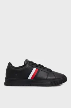 Мужские черные кожаные сникерcы SUPERCUP LTH STRIPES ESS Черный 41 Tommy Hilfiger FM0FM04895