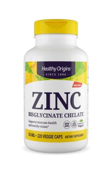 Цинк бисглицинат Healthy Origins Zinc Bisglycinate Chelate 50 мг, 120 вегетарианских капсул