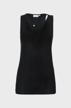 Женский черный топ SHEER CREPE JERSEY CUT OUT TANK Черный S Calvin Klein K20K205312