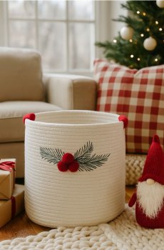 Різдвяний кошик для зберігання - білий