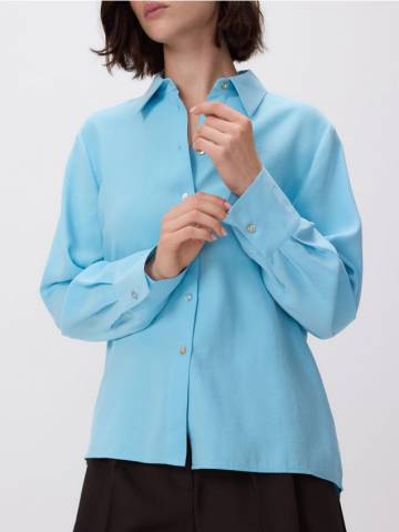 Reserved - Однотонная рубашка из модала - бірюзовий - 402FH-66X Reserved - Однотонная рубашка из модала - бірюзовий - 402FH-66X