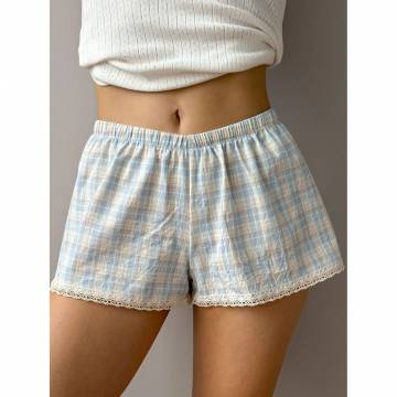 Шорты женские Miso Моно, в клетку, голубые, размер M (13415) Шорты женские Miso Моно, в клетку, голубые, размер M (13415)