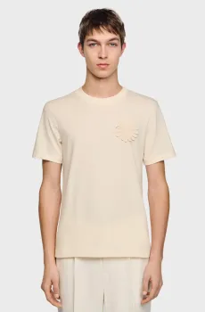 Мужская белая футболка Белый S Sandro SHPTS01822_Butter cream