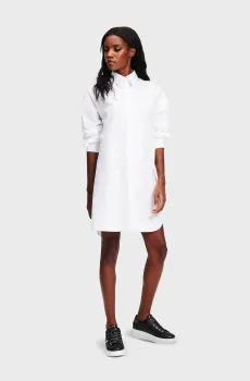 Женское белое платье IKONIK RHINESTONE TUNIC Белый 40 Karl Lagerfeld 240W1609