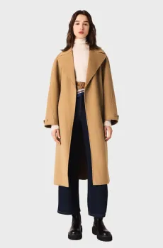 Женское бежевое шерстяное пальто Бежевый 36 MAJE MFPOU01439_Camel