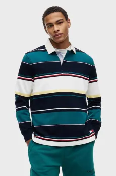 Мужское поло в полоску RLX STRIPE RUGBY EXT Разноцветный L Tommy Jeans DM0DM23163
