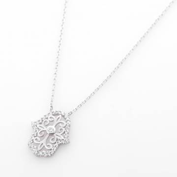 Серебряное колье - Хамса с фианитом 18582 Серебряное колье - Хамса с фианитом 18582