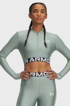 Женский мятный лонгслив HeatGear Rib 1/4 Zip LS Ментоловый M Under Armour 1388692-348