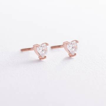 Золотые серьги - пусеты "Сердечки" с куб. цирконием (Swarovski) 1119к Золотые серьги - пусеты "Сердечки" с куб. цирконием (Swarovski) 1119к