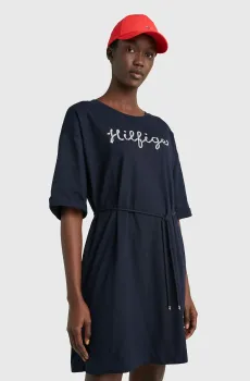 Женское темно-синее платье REG ROPE PUFF PRINT KNEE Синий XS Tommy Hilfiger WW0WW38628