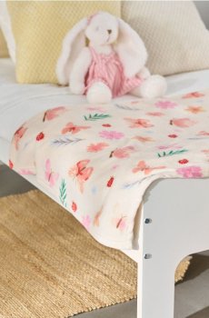 Плед з квітковим візерунком - пастельний рожевий