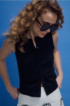 В’язана майка в рубчик - чорний