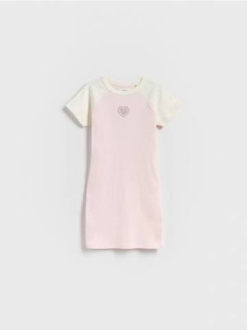 Reserved - Рифлена сукня - пастельний рожевий - 893EG-03X