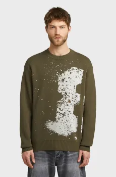 Мужской оливковый джемпер Sprayed 89 Оливковый XL G-Star RAW D27772,D488