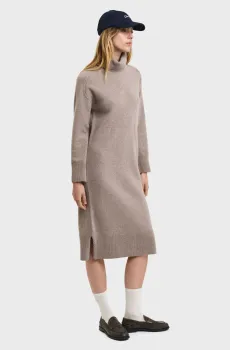 Женское бежевое шерстяное платье HERRINGBONE DETAIL ROLLNECK DRESS Бежевый XS Gant 4502078