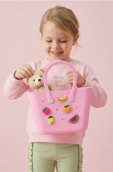 Силіконова сумка з 3D фруктами - пастельний рожевий