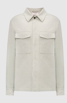 Зеленая куртка в стиле рубашки из льна