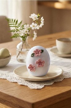 Великодня декорація у формі яйця з квітами - пастельний рожевий